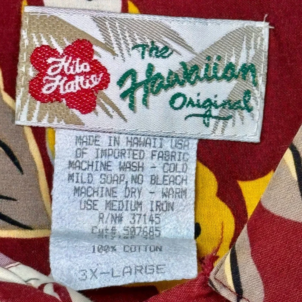 Vintage Hilo‎ Hattie Hawaiian Shirt 3XL Red Floral Aloha Made in USA